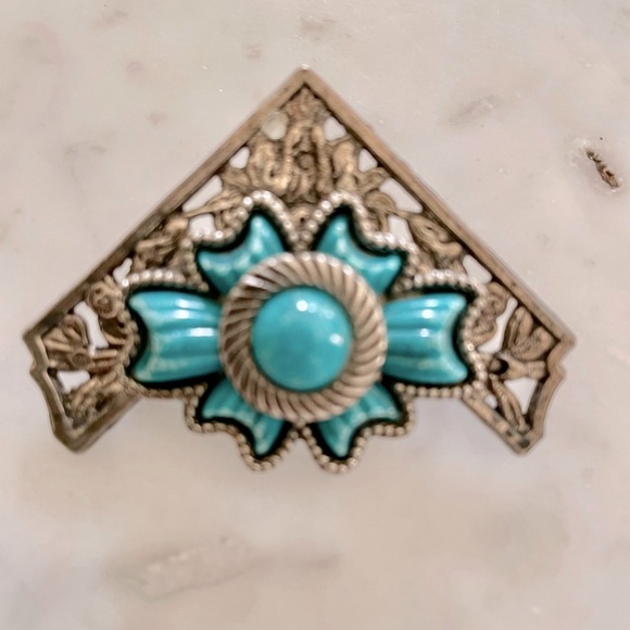 Silver turquoise vintage brooch - Picture 4 of 6